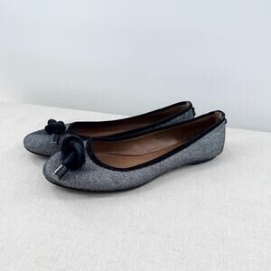 Donald J. Pliner Sparkly Ballet Flats with Knot Detail Silver Black Womens US 10
